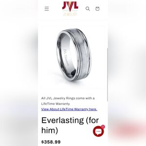 Men's Titanium Wedding Band Size 10 JVL Jewelry Everlasting Ring